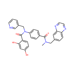 CN(Cc1ccc2nccnc2c1)C(=O)c1ccc(N(Cc2cccnc2)C(=O)c2ccc(O)cc2O)cc1 ZINC000653768329