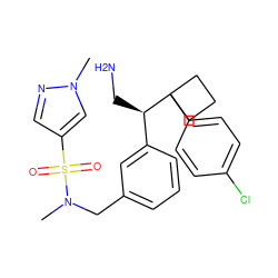 CN(Cc1cccc([C@@H](CN)C2(c3ccc(Cl)cc3)CCC2)c1)S(=O)(=O)c1cnn(C)c1 ZINC000114736228