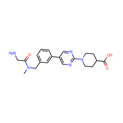 CN(Cc1cccc(-c2cnc(N3CCC(C(=O)O)CC3)nc2)c1)C(=O)CN ZINC001772586360