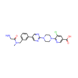 CN(Cc1cccc(-c2cnc(N3CCN(c4ncc(C(=O)O)cc4Cl)CC3)nc2)c1)C(=O)CN ZINC000142177013