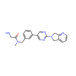 CN(Cc1cccc(-c2cnc(N3Cc4cccnc4C3)nc2)c1)C(=O)CN ZINC000142987206