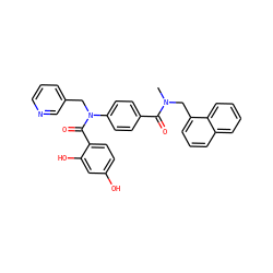 CN(Cc1cccc2ccccc12)C(=O)c1ccc(N(Cc2cccnc2)C(=O)c2ccc(O)cc2O)cc1 ZINC000653748743