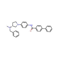 CN(Cc1ccccc1)[C@@H]1CCN(c2ccc(NC(=O)c3ccc(-c4ccccc4)cc3)cc2)C1 ZINC000028123714