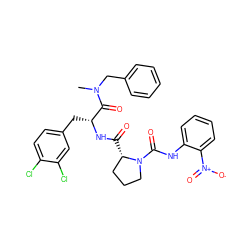 CN(Cc1ccccc1)C(=O)[C@@H](Cc1ccc(Cl)c(Cl)c1)NC(=O)[C@H]1CCCN1C(=O)Nc1ccccc1[N+](=O)[O-] ZINC000026939668