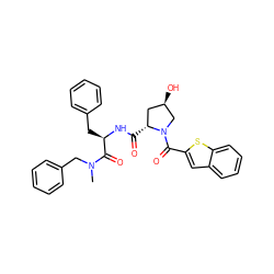 CN(Cc1ccccc1)C(=O)[C@@H](Cc1ccccc1)NC(=O)[C@@H]1C[C@@H](O)CN1C(=O)c1cc2ccccc2s1 ZINC000026180590