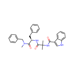 CN(Cc1ccccc1)C(=O)[C@@H](Cc1ccccc1)NC(=O)C(C)(C)NC(=O)c1c[nH]c2ccccc12 ZINC000026184508