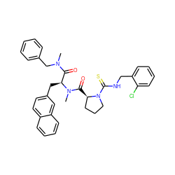 CN(Cc1ccccc1)C(=O)[C@H](Cc1ccc2ccccc2c1)N(C)C(=O)[C@@H]1CCCN1C(=S)NCc1ccccc1Cl ZINC000026844706