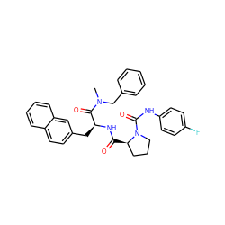 CN(Cc1ccccc1)C(=O)[C@H](Cc1ccc2ccccc2c1)NC(=O)[C@@H]1CCCN1C(=O)Nc1ccc(F)cc1 ZINC000026943210