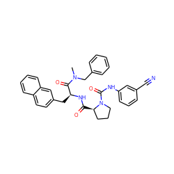 CN(Cc1ccccc1)C(=O)[C@H](Cc1ccc2ccccc2c1)NC(=O)[C@@H]1CCCN1C(=O)Nc1cccc(C#N)c1 ZINC000026845268