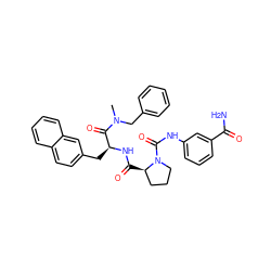 CN(Cc1ccccc1)C(=O)[C@H](Cc1ccc2ccccc2c1)NC(=O)[C@@H]1CCCN1C(=O)Nc1cccc(C(N)=O)c1 ZINC000026945255