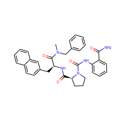 CN(Cc1ccccc1)C(=O)[C@H](Cc1ccc2ccccc2c1)NC(=O)[C@@H]1CCCN1C(=O)Nc1ccccc1C(N)=O ZINC000026940129