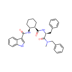 CN(Cc1ccccc1)C(=O)[C@H](Cc1ccccc1)NC(=O)[C@@H]1CCCC[C@@H]1NC(=O)c1c[nH]c2ccccc12 ZINC000027182913