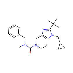 CN(Cc1ccccc1)C(=O)N1CCc2c(nc(C(C)(C)C)n2CC2CC2)C1 ZINC000043122083