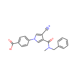 CN(Cc1ccccc1)C(=O)c1cn(-c2ccc(C(=O)O)cc2)cc1C#N ZINC000200835123