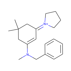 CN(Cc1ccccc1)C1=CC(=[N+]2CCCC2)CC(C)(C)C1 ZINC000058158311