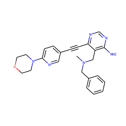 CN(Cc1ccccc1)Cc1c(N)ncnc1C#Cc1ccc(N2CCOCC2)nc1 ZINC000021288958