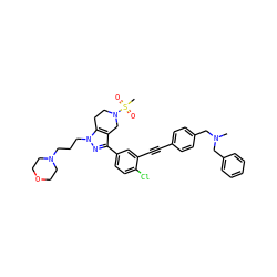 CN(Cc1ccccc1)Cc1ccc(C#Cc2cc(-c3nn(CCCN4CCOCC4)c4c3CN(S(C)(=O)=O)CC4)ccc2Cl)cc1 ZINC000049695477