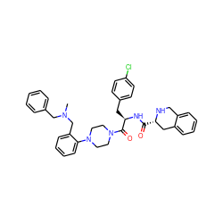 CN(Cc1ccccc1)Cc1ccccc1N1CCN(C(=O)[C@@H](Cc2ccc(Cl)cc2)NC(=O)[C@H]2Cc3ccccc3CN2)CC1 ZINC000028374712