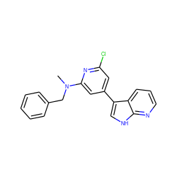 CN(Cc1ccccc1)c1cc(-c2c[nH]c3ncccc23)cc(Cl)n1 ZINC000063539727