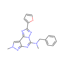 CN(Cc1ccccc1)c1nc2nn(C)cc2c2nc(-c3ccco3)nn12 ZINC000095574516