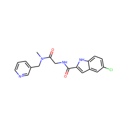 CN(Cc1cccnc1)C(=O)CNC(=O)c1cc2cc(Cl)ccc2[nH]1 ZINC000028126730