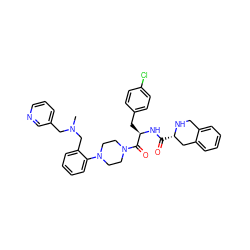 CN(Cc1cccnc1)Cc1ccccc1N1CCN(C(=O)[C@@H](Cc2ccc(Cl)cc2)NC(=O)[C@H]2Cc3ccccc3CN2)CC1 ZINC000028364300