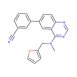 CN(Cc1ccco1)c1ncnc2ccc(-c3cccc(C#N)c3)cc12 ZINC000004268456