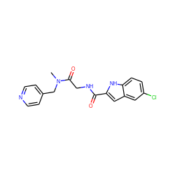 CN(Cc1ccncc1)C(=O)CNC(=O)c1cc2cc(Cl)ccc2[nH]1 ZINC000028126724