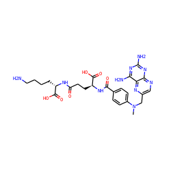 CN(Cc1cnc2nc(N)nc(N)c2n1)c1ccc(C(=O)N[C@@H](CCC(=O)N[C@@H](CCCCN)C(=O)O)C(=O)O)cc1 ZINC000027997472