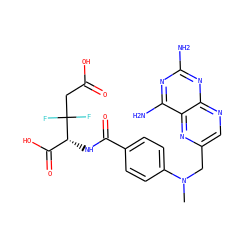 CN(Cc1cnc2nc(N)nc(N)c2n1)c1ccc(C(=O)N[C@H](C(=O)O)C(F)(F)CC(=O)O)cc1 ZINC000001554703