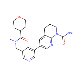 CN(Cc1cncc(-c2cnc3c(c2)CCCN3C(N)=O)c1)C(=O)C1CCOCC1 ZINC001772653485