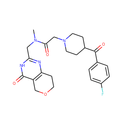 CN(Cc1nc2c(c(=O)[nH]1)COCC2)C(=O)CN1CCC(C(=O)c2ccc(F)cc2)CC1 ZINC000096283564