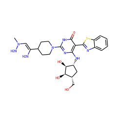 CN(N)/C=C(\N)C1CCN(c2nc(N[C@@H]3C[C@H](CO)[C@@H](O)[C@H]3O)c(-c3nc4ccccc4s3)c(=O)[nH]2)CC1 ZINC001772621403