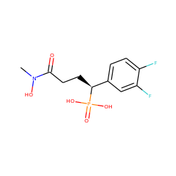 CN(O)C(=O)CC[C@@H](c1ccc(F)c(F)c1)P(=O)(O)O ZINC000072116317