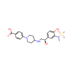 CN(c1cc([C@@H](O)CNC2CCN(c3ccc(C(=O)O)cc3)CC2)ccc1O)S(C)(=O)=O ZINC000027861515