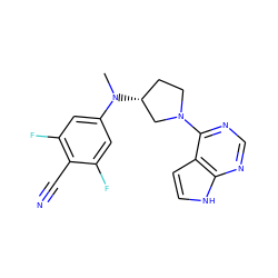 CN(c1cc(F)c(C#N)c(F)c1)[C@@H]1CCN(c2ncnc3[nH]ccc23)C1 ZINC000141928013