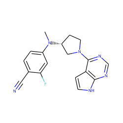 CN(c1ccc(C#N)c(F)c1)[C@@H]1CCN(c2ncnc3[nH]ccc23)C1 ZINC000149564929