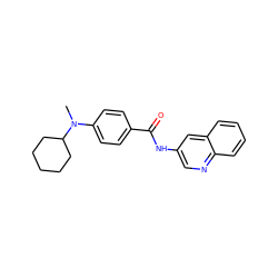 CN(c1ccc(C(=O)Nc2cnc3ccccc3c2)cc1)C1CCCCC1 ZINC000003963116