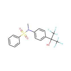 CN(c1ccc(C(O)(C(F)(F)F)C(F)(F)F)cc1)S(=O)(=O)c1ccccc1 ZINC000001906924