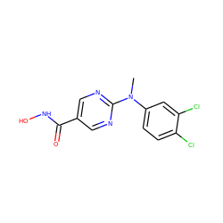 CN(c1ccc(Cl)c(Cl)c1)c1ncc(C(=O)NO)cn1 ZINC000166631320