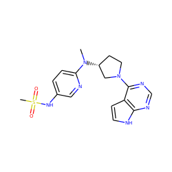 CN(c1ccc(NS(C)(=O)=O)cn1)[C@@H]1CCN(c2ncnc3[nH]ccc23)C1 ZINC000149057334