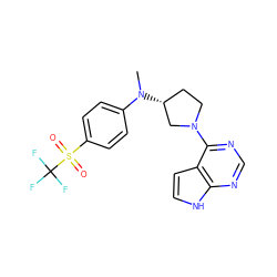 CN(c1ccc(S(=O)(=O)C(F)(F)F)cc1)[C@@H]1CCN(c2ncnc3[nH]ccc23)C1 ZINC000143066349