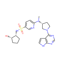 CN(c1ccc(S(=O)(=O)N[C@@H]2CCC[C@@H]2O)cn1)[C@@H]1CCN(c2ncnc3[nH]ccc23)C1 ZINC000149051180