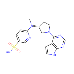 CN(c1ccc(S(N)(=O)=O)cn1)[C@@H]1CCN(c2ncnc3[nH]ccc23)C1 ZINC000143388198