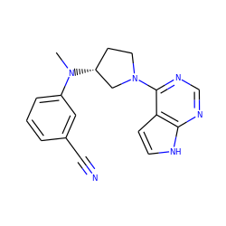 CN(c1cccc(C#N)c1)[C@@H]1CCN(c2ncnc3[nH]ccc23)C1 ZINC000146991725