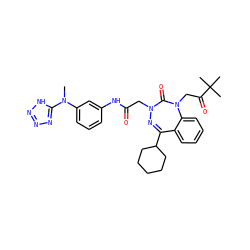 CN(c1cccc(NC(=O)CN2N=C(C3CCCCC3)c3ccccc3N(CC(=O)C(C)(C)C)C2=O)c1)c1nnn[nH]1 ZINC000028655851