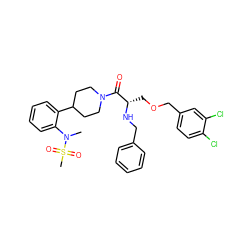 CN(c1ccccc1C1CCN(C(=O)[C@H](COCc2ccc(Cl)c(Cl)c2)NCc2ccccc2)CC1)S(C)(=O)=O ZINC000053113462