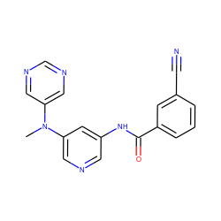 CN(c1cncnc1)c1cncc(NC(=O)c2cccc(C#N)c2)c1 ZINC000096175685