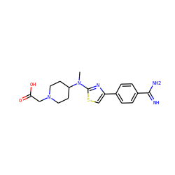 CN(c1nc(-c2ccc(C(=N)N)cc2)cs1)C1CCN(CC(=O)O)CC1 ZINC000013765833