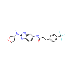 CN(c1nc2ccc(NC(=O)CCc3ccc(C(F)(F)F)cc3)cc2[nH]1)[C@@H]1CCOC1 ZINC000040937558